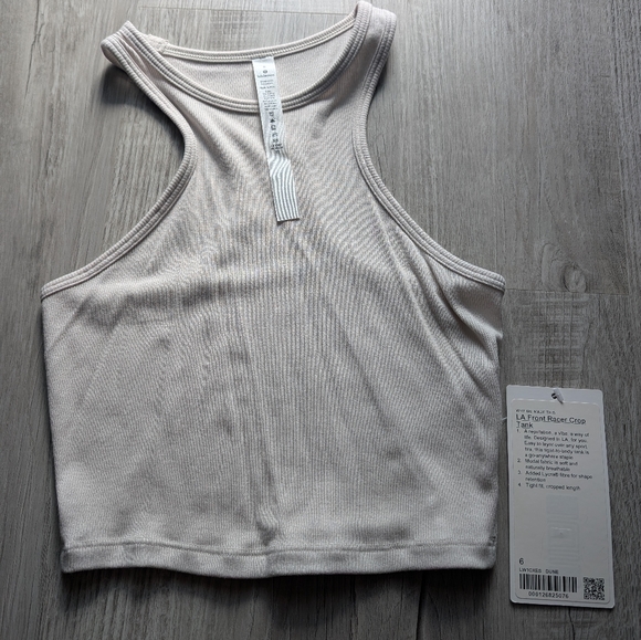 Two Lululemon Ribbed High Neck Racer Tank Tops - Picture 4 of 6